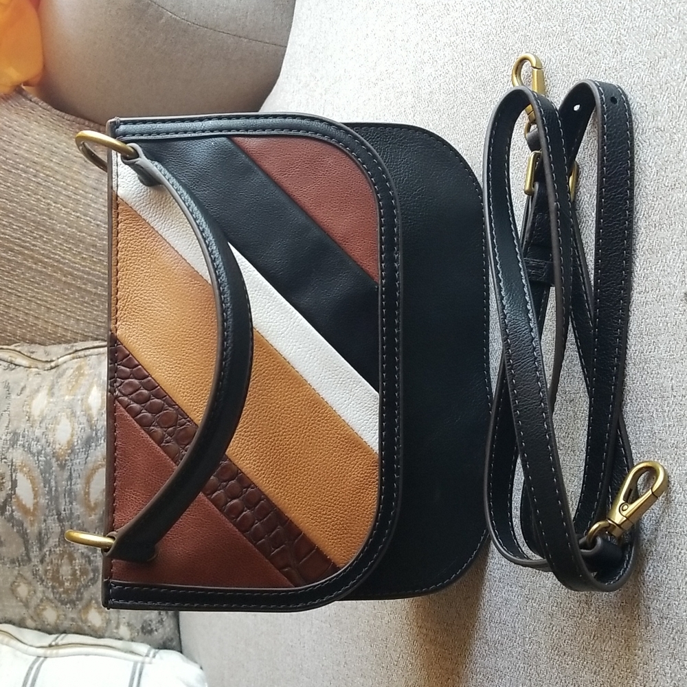 Fossil Belmont Crossbody Dark Patchwork